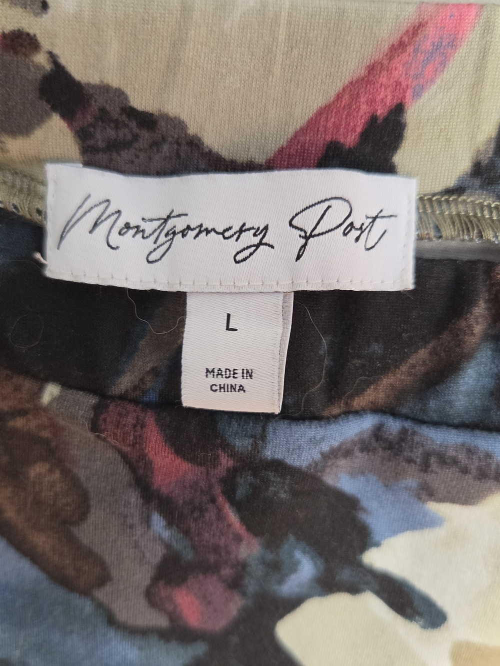 Montgomery Post Women's Large Brushstroke Floral Ruffle Midi Skirt - Picture 9 of 9